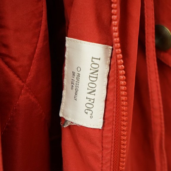 Ladies London Fog Midweight Red & Black Velvet Trim Jacket Coat XL - Picture 5 of 7